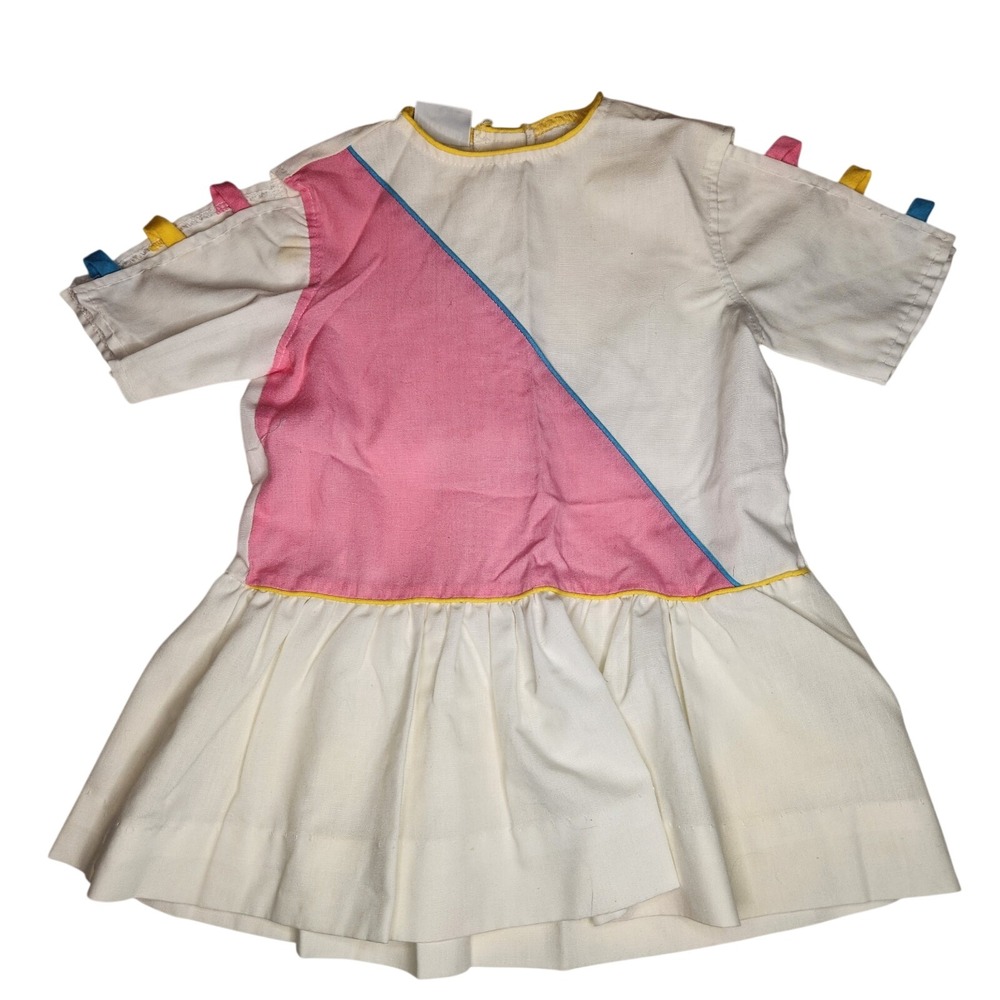 PRECIOUS‎ ORIGINALS Drop Waist Dress Baby Girls 12 Months Pink Ivory VTG 80s